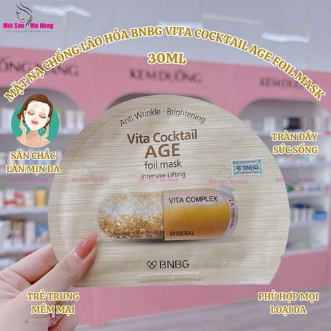 Mặt Nạ BNBG Dưỡng Săn Chắc Da, Ngăn Ngừa Lão Hóa 30ml Vita Cocktail Age Foil Mask vàng