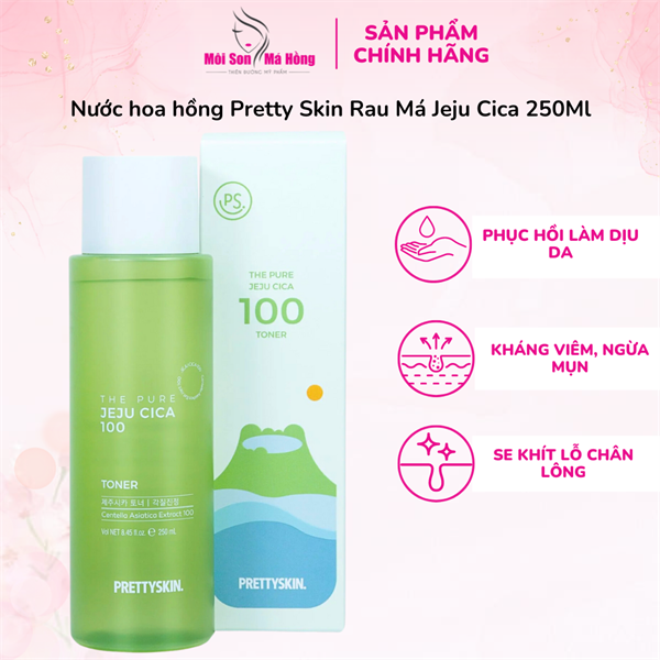 Nước Hoa Hồng Rau Má Prettyskin The Pure Jeju Cica 100 Toner 250ml