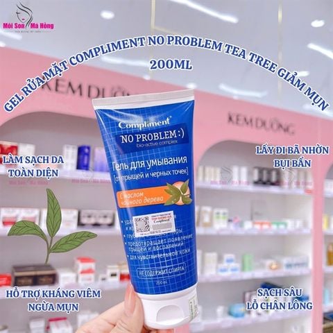 Gel Rửa Mặt Giảm Mụn Compliment No Problem Tinh Chất Tràm Trà BHA + Tea Tree