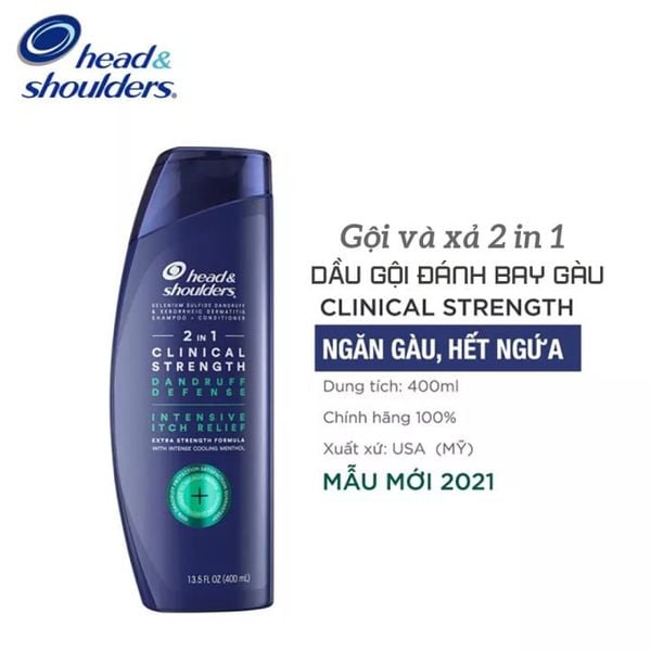 Dầu gội xả sạch gàu Head & Shoulders Clinical Strength 2in1 400ml (Giảm ngứa chuyên sâu)