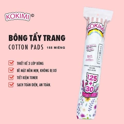 Bông Tẩy Trang Mihoo Kokimi Bông Tròn Túi 155 Miếng