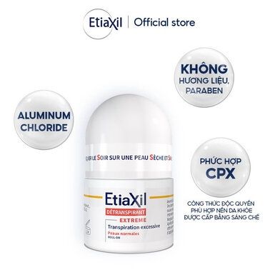 Lăn Khử Mùi EtiaXil Nhãn Đỏ Dành Cho Da Khoẻ 15ml Detranspirant Extreme Peaux Normales Roll-On
