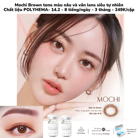Lens KÍNH ÁP TRÒNG MÀU NÂU TỰ NHIÊN - LENS LỌ CLASSIC/ MOCHI BROWN/ 0-4.5 độ cận/ Giãn tròng 14.2