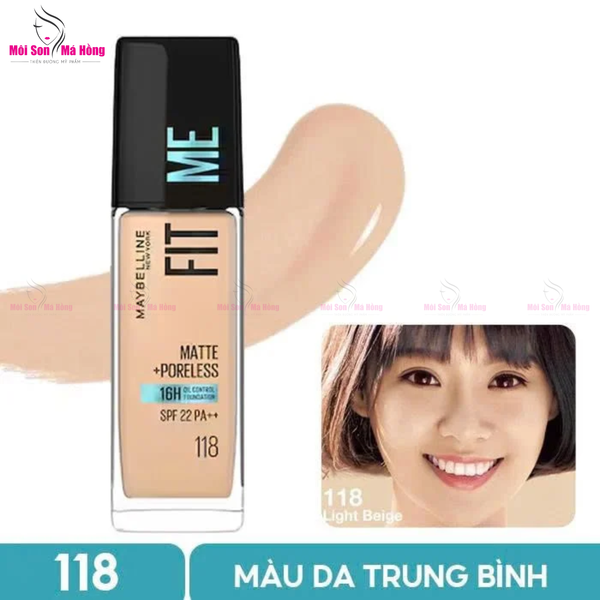 Kem Nền Kiềm Dầu, Cho Lớp Nền Mịn Lì Tự Nhiên Maybelline Fit Me Matte Poreless Foundation 30ml
