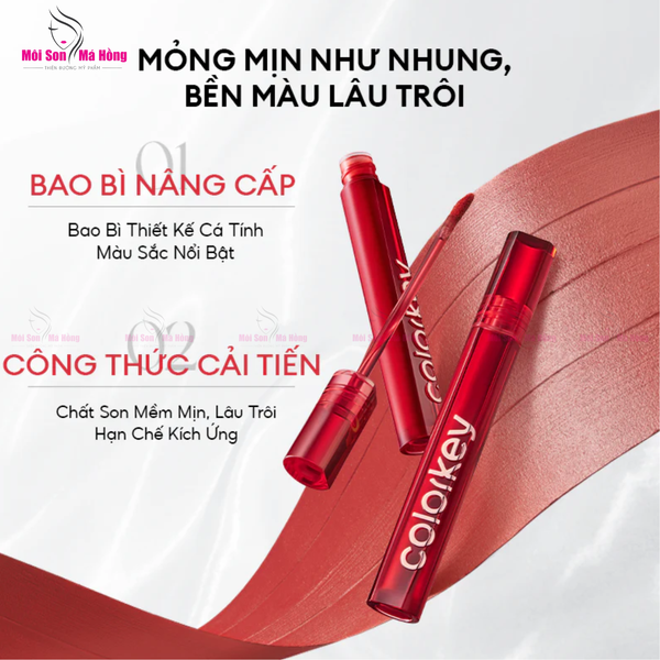 Son Kem Velvet COLORKEY Phiên Bản Nâng Cấp 3.0 Chất Son Mỏng Mịn, Bền Màu Mềm Mượt Trên Môi 3g