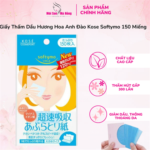 Giấy thấm dầu Kose Softymo hương đào (150 tờ) - Nhật bản
