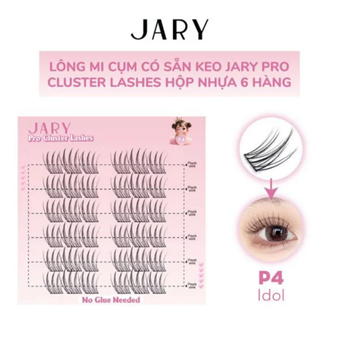 LÔNG MI CỤM CÓ SẴN KEO JARY PRO CLUSTER LASHES HỘP NHỰA 6 HÀNG - P4 IDOL