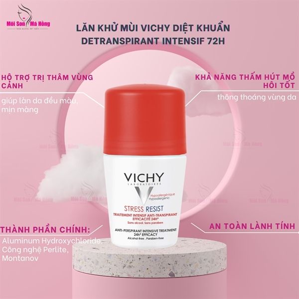 Lăn khô thoáng vùng da dưới cánh tay 72h Vichy Deodorant Bille Stress-R 50ml