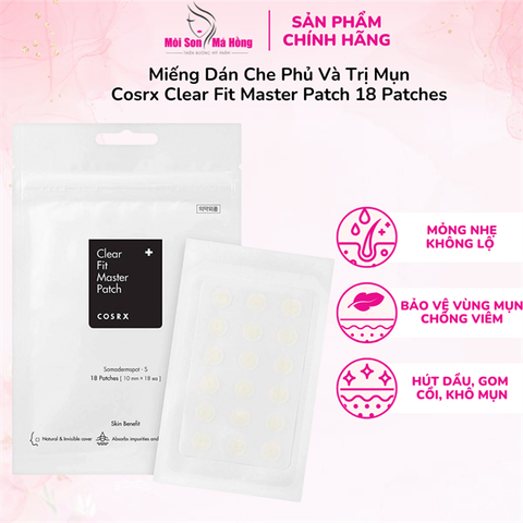 Miếng Dán Mụn Cosrx Che Mụn Hiệu Quả, Siêu Mỏng 18 Miếng Clear Fit Master Patch