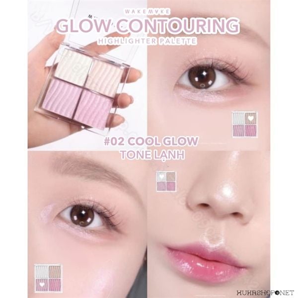 Bảng Highlight 4 Ô Wakemake Glow Palette 7.8gr# 02 cool glow