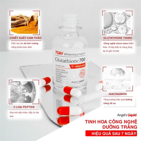 Huyết Thanh Trắng Da Angels Liquid 7 Day Whitening Program Glutathione 700 V-Ample 30ML