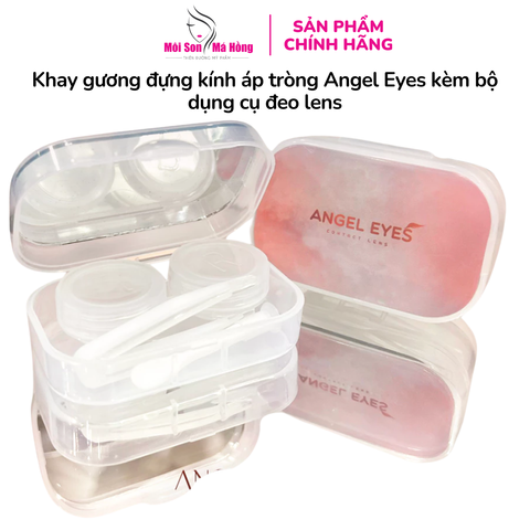 Khay gương đựng kính áp tròng Angel Eyes kèm bộ dụng cụ đeo lens