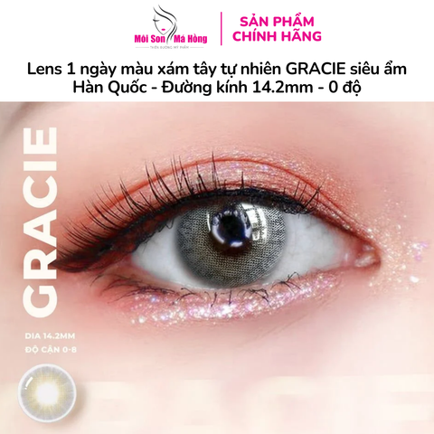 Lens 1 ngày màu xám tây tự nhiên GRACIE siêu ẩm nhãn hiệu Angel Eyes Hàn Quốc - Đường kính 14.2mm - 0 độ