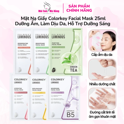 (CÔNG TY) Mặt Nạ Giấy Dưỡng Ẩm, Làm Dịu Da, Hỗ Trợ Dưỡng Sáng Colorkey Facial Mask 25ml