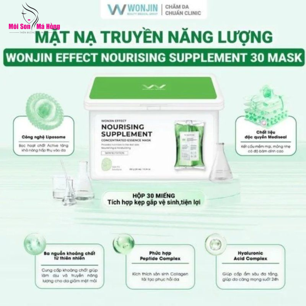 (Hộp 30 miếng) Mặt Nạ Giấy Dưỡng ẩm Wonjin Effect Concentrated Essence Mask 350g