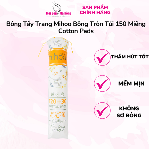 Bông Tẩy Trang Mihoo Bông Tròn Túi 150 Miếng Cotton Pads