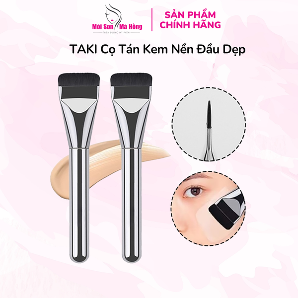 Cọ Tán Kem Nền Đầu Dẹt TAKI MAKEUP Sliver Kim Loại
