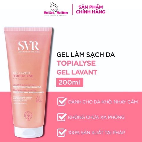 Gel rửa mặt Không Xà Phòng Cho Da Khô, Nhạy Cảm  SVR Topialyse Cleansing 200ml
