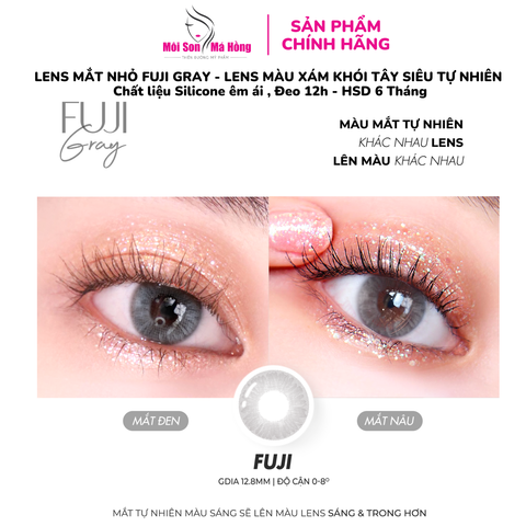 LENS MẮT 14.0 FUJI GRAY - LENS MÀU XÁM KHÓI TÂY SIÊU TỰ NHIÊN Chất liệu Silicone êm ái , Đeo 12h - HSD 6 Tháng