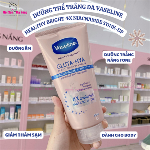 (CÔNG TY) Sữa Dưỡng Thể Vaseline Healthy Bright Gluta-Hya Body Tone-Up UV Lotion Nâng Tông Tức Thì 300ml