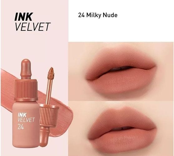 Son kem lì Peripera Ink Velvet Nude 4g 24 Milky Nude 4g - Màu Cam Nude Đất