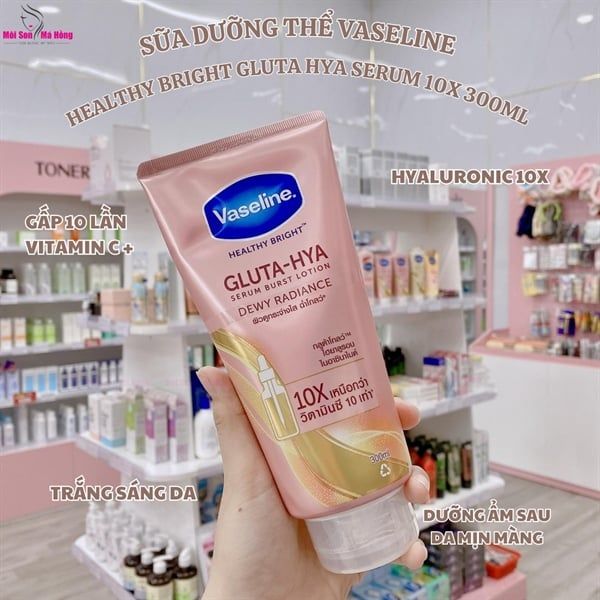 (CÔNG TY) Sữa Dưỡng Thể Vaseline 10x Gluta-Hya Serum Burst UV Lotion Dewy Radiance Sáng Da Chuyên Sâu Ban Đêm 300ml/ 330ml