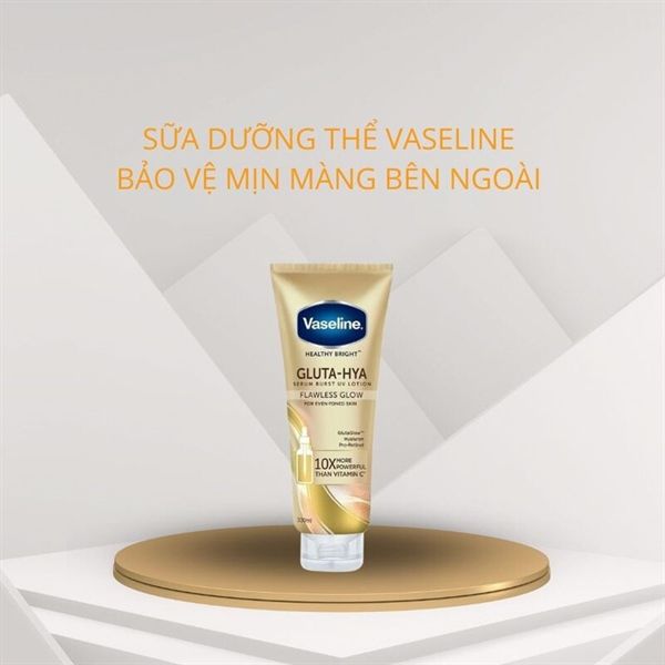 Sữa Dưỡng Thể Trắng Sáng Đều Màu Da Chống Nắng Ban Ngày Vaseline Healthy Bright Gluta-Hya Serum Burst UV Lotion 330ml