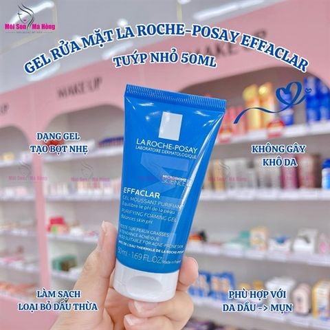(CÔNG TY) Gel Rửa Mặt La Roche-Posay Effaclar Moussant Purifiant Tạo Bọt Cho Da Dầu, Nhạy Cảm 50ml