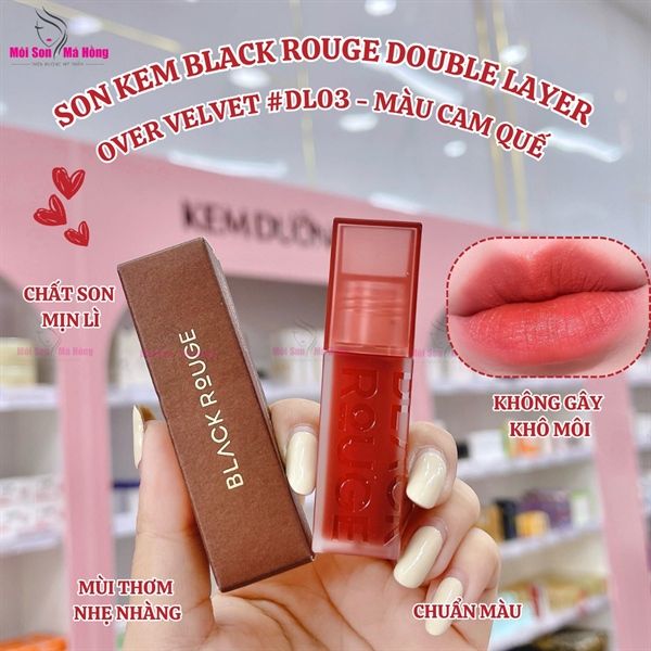 [DL01 - DL14] Son Kem Lì, Mịn Mượt Nhẹ Môi Black Rouge Double Layer Over Velvet 4.1g