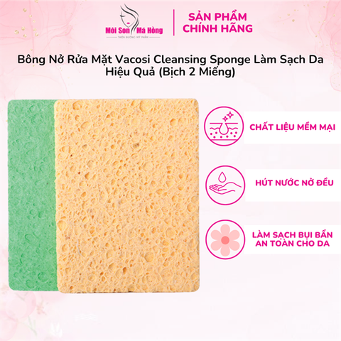 Bông Rửa Mặt Bọt Biển Vacosi BN01 Cleansing Sponge (2pcs)