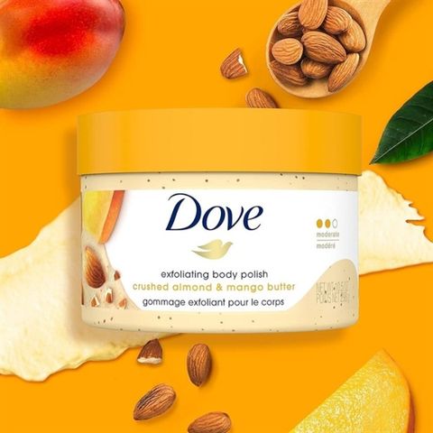 Kem Tẩy Tế Bào Chết Body Dove Exfoliating Body Polish Crushed Almond & Mange Butter 298g Bản Mỹ