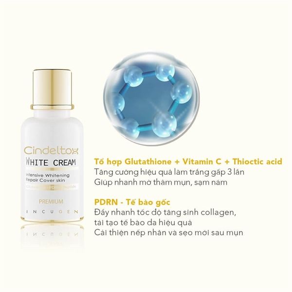 Kem Dưỡng Trắng Nâng Tone Da INCUGEN Cindel Tox White Cream 50ml