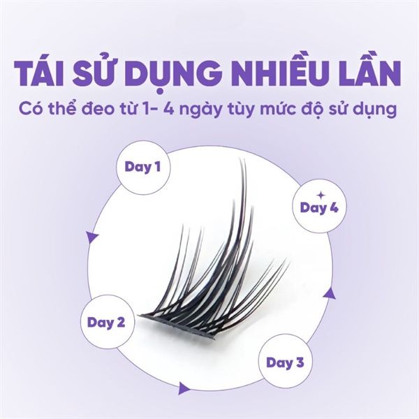 Lông mi cụm Tự Nhiên jary cluster lashes hộp nhựa 5 hàng C2