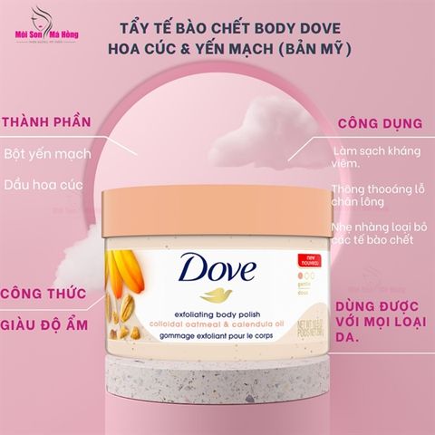 Tẩy Tế Bào Chết Dove Exfoliating Body Polish 298g - Yến Mạch & Dầu Hoa Cúc