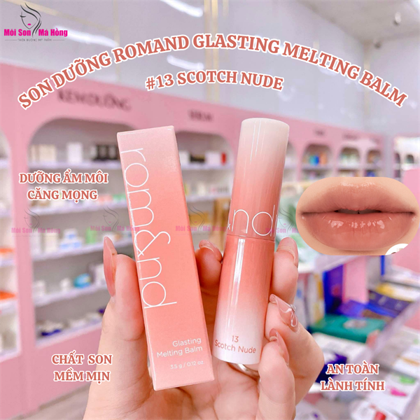 Son Dưỡng Dạng Thỏi Có Màu Thuần Chay Dưỡng Ẩm Mềm Môi Romand Glasting Melting Balm 3.5g