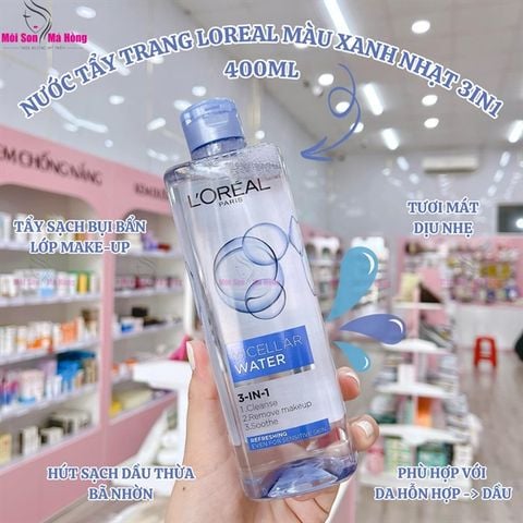 (CÔNG TY) Nước Tẩy Trang L'Oreal Micellar Water Tươi Mát Cho Da Dầu Hỗn Hợp 400ml