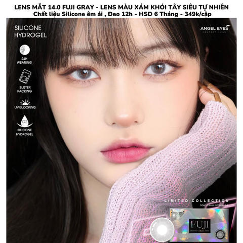 LENS MẮT 14.0 FUJI GRAY - LENS MÀU XÁM KHÓI TÂY SIÊU TỰ NHIÊN Chất liệu Silicone êm ái , Đeo 12h - HSD 6 Tháng