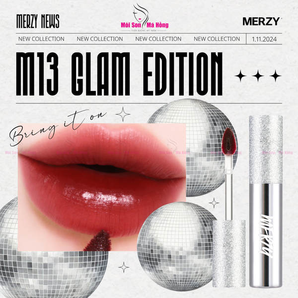 [Merzy Glam Vỏ Bạc] Son Kem Lì Mềm Mịn, Lâu Trôi Merzy The Glam Mellow Tint 4g M13
