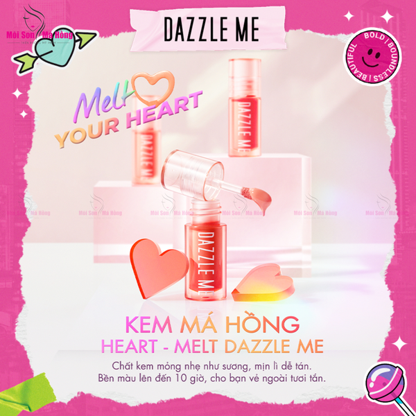 DAZZLE ME Kem Má Hồng Chống Thấm Nước Và Mồ Hôi Ửng Hồng Tự Nhiên 2.5G
