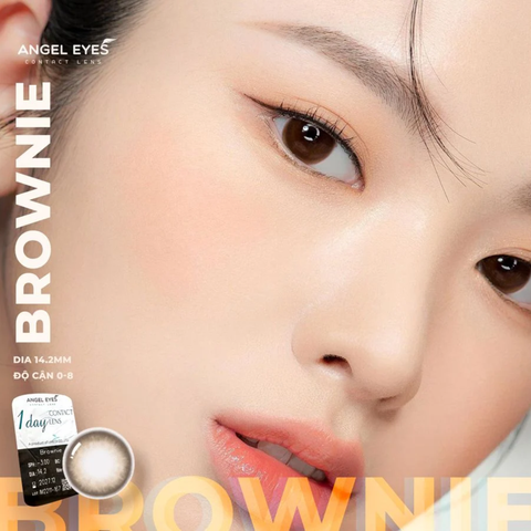 Lens 1 ngày màu nâu tự nhiên BROWNIE siêu ẩm nhãn hiệu Angel Eyes Hàn Quốc - Đường kính 14.2mm - 0-4.5 độ