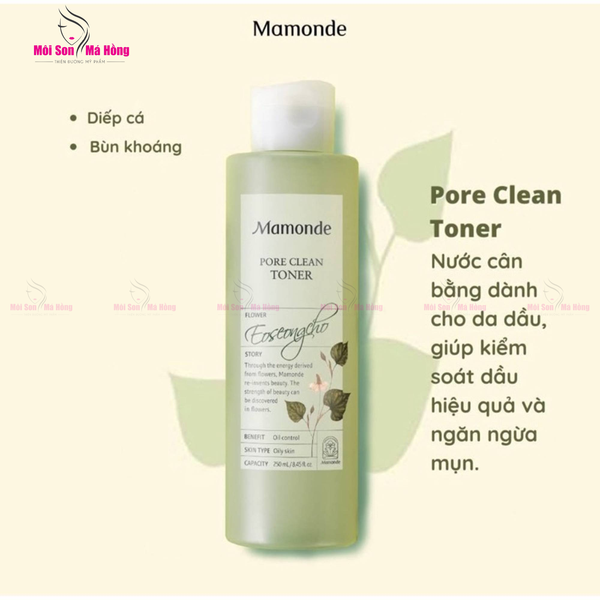 Nước hoa hồng Diếp Cá, Lỗ Chân Lông Mamonde Pore Clean Toner 250ml