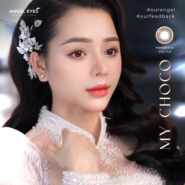 LENS MẮT 14.0 My Choco Silicone Hydrogel -  Nâu choco tự nhiên Chất liệu Silicone êm ái , Đeo 12h - HSD 6 Tháng