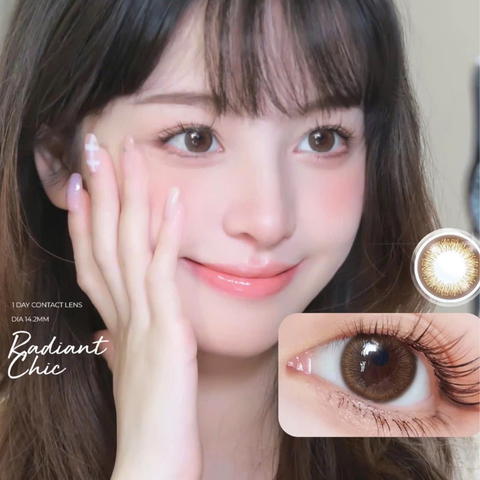 Lens Kính áp tròng 1 ngày màu nâu tự nhiên Radiant Chic ACUVUE Define Angel Eyes 0-6 độ