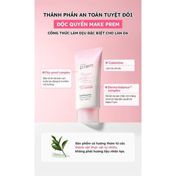 Kem Chống Nắng Make p:rem Soothing Pink Tone Up Sun Cream 50ml