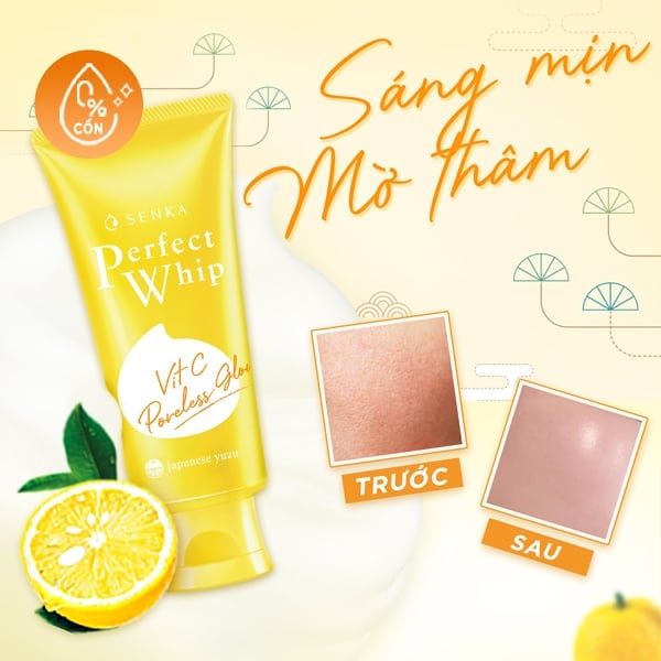 Sữa Rửa Mặt Senka Perfect Whip Vitamin C Poreless Glow 50g