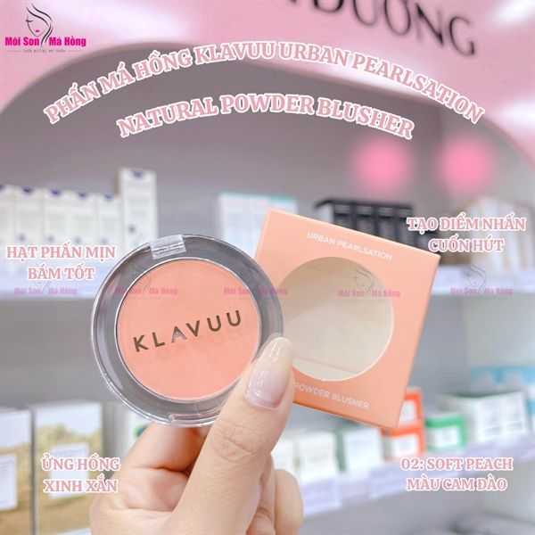 Phấn Má Klavuu Urban Pearlsation Natural Powder Blusher - 02 Soft Peach