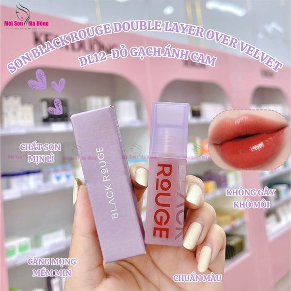 [DL01 - DL14] Son Kem Lì, Mịn Mượt Nhẹ Môi Black Rouge Double Layer Over Velvet 4.1g