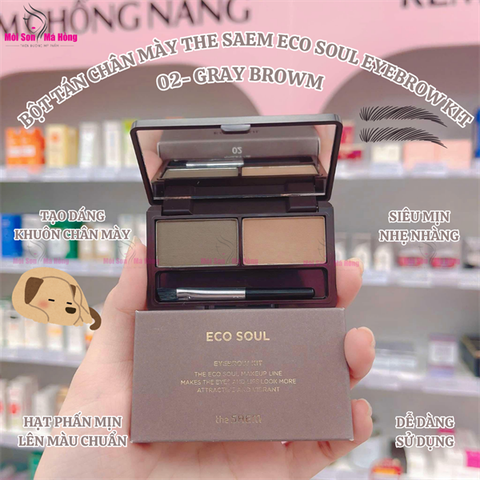 Bột mày The Saem Eco Soul Eyebrow Kit 02 Gray Brown