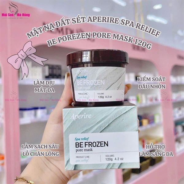 Mặt Nạ Đất Sét Thu Nhỏ Lỗ Chân Lông, Điều Tiết Dầu Thừa Aperire Spa Relief BE FROZEN Pore Mask 120g