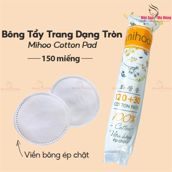 Bông Tẩy Trang Mihoo Bông Tròn Túi 150 Miếng Cotton Pads
